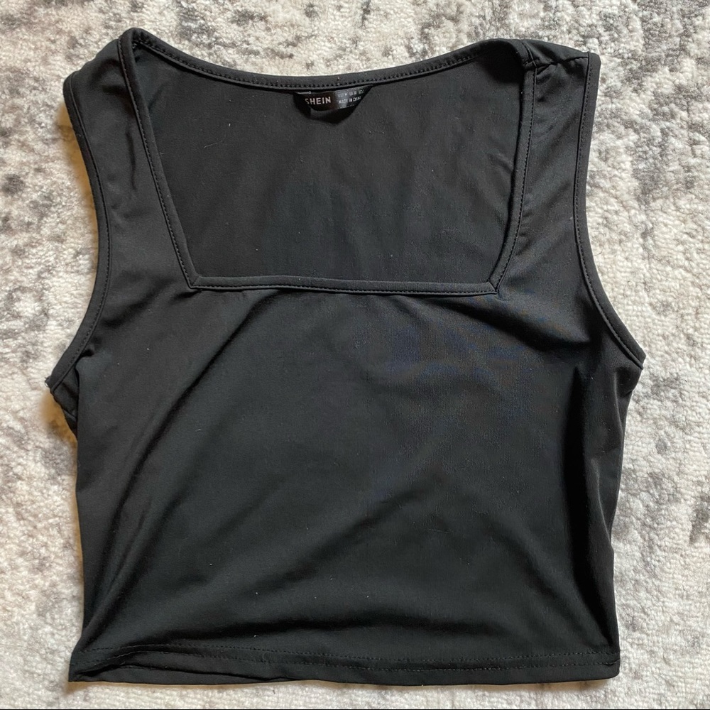 SHEIN 2 Pack Square Neck Black Crop Tops